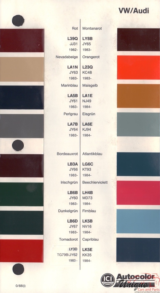 1982 - 1986 Volkswagen Paint Charts Autocolor 2